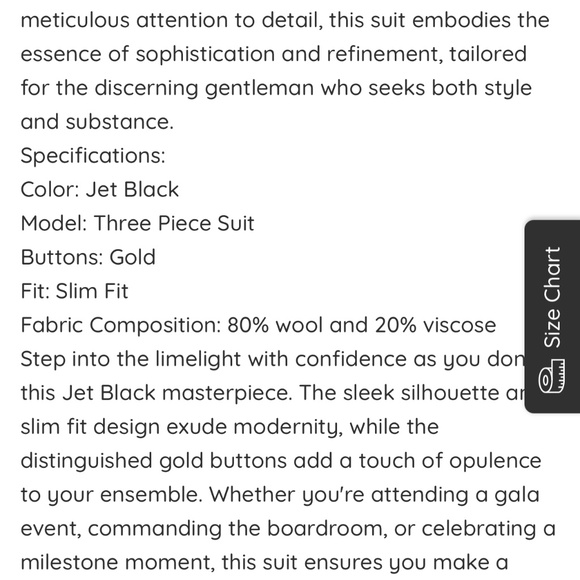 Black Slim Fit - Euro Cut 3 Piece Suit 40UK/US - Picture 10 of 11